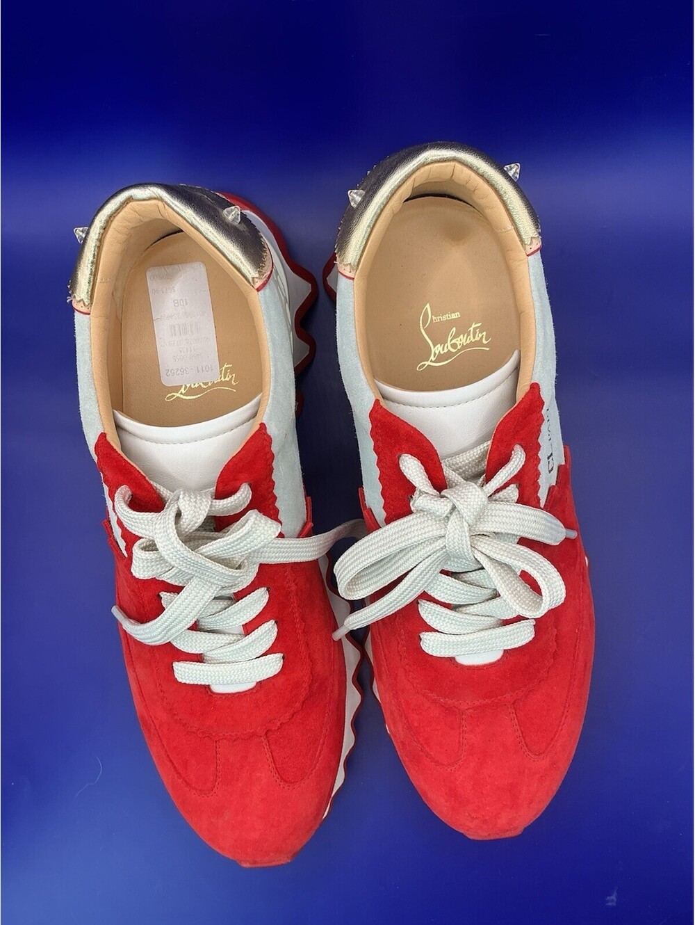 Christian Louboutin Red Suede and Leather Sneakers Size 40